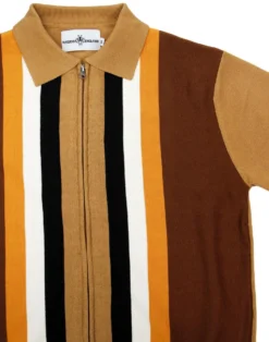 Victor 60s Mod Stripe Zip Polo BLUE -Classic Gents Fit Sales madcap england victor stripe polo cardigan 1 14168.1661267923 1