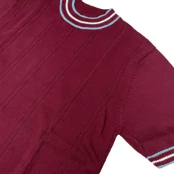 Wilson Pointelle Knit Mod Mock Turtleneck Tipped Tee In Zinfandel -Classic Gents Fit Sales madcap england wilson tipped pointelle knit tee zinfandel 4 30601.1695997132