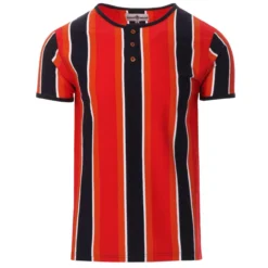 Winstono Mod Stripe Grandad Tee (T) -Classic Gents Fit Sales madcap england winstono stripe henley neck tee poppy 1 17524.1661262061
