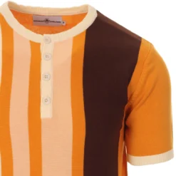 Zen Mod Stripe Knit Grandad Top (P) -Classic Gents Fit Sales madcap england zen knitted grandad top autumn blaze 2 09593.1661261243 2
