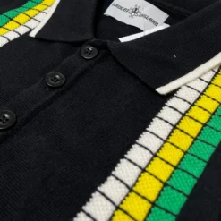 Zodiac Mod Textured Raised Stripe Knitted Polo Shirt Black -Classic Gents Fit Sales madcap england zodiac waffle square stripe polo black 4 96001.1695997593