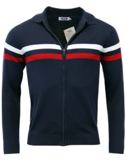 Mavers MADCAP Retro Mod Zip Through Knit Track Top -Classic Gents Fit Sales madcap mavers zip cardigan navy 1 84718.1661271978 1