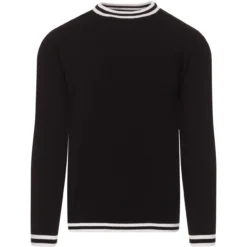 LS Moon Mod Tipped Knit Jumper (G) -Classic Gents Fit Sales madcap moon longsleeve top black front1 26535.1661260862 3