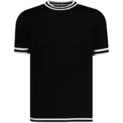 Moon 60s Mod Tipped Knit Tee (IP) -Classic Gents Fit Sales madcap moon tshirt black white front 68421.1671462805 11