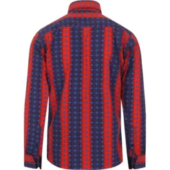 Diamond Dots Mod High Collar Shirt -Classic Gents Fit Sales madcapeng circle pattern shirt blue back 75594.1661263163