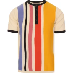 Zen Mod Stripe Knit Grandad Top (P) -Classic Gents Fit Sales madcapeng grandad tshirt whisper front 95944.1661263052 2