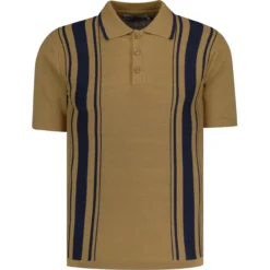 Aftermath Mod Stripe Knit Polo RUST 14 Aftermath Mod Stripe Knit Polo RUST -Classic Gents Fit Sales madcapeng mod striped polo leaf front 60684.1678463406 1