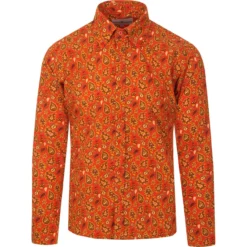 Trip Paisley Gold 60s Mod Shirt -Classic Gents Fit Sales madcapeng paisley print shirt gold front 41263.1661263239