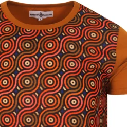 Rock N Roller Rainbow Retro 70s Tee -Classic Gents Fit Sales madcapeng print panel tshirt brown detail 22530.1661262527