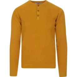 Caine Ribbed Grandad Top (HG) -Classic Gents Fit Sales madcapeng ribbed long polo yellow front 60568.1661264069 1