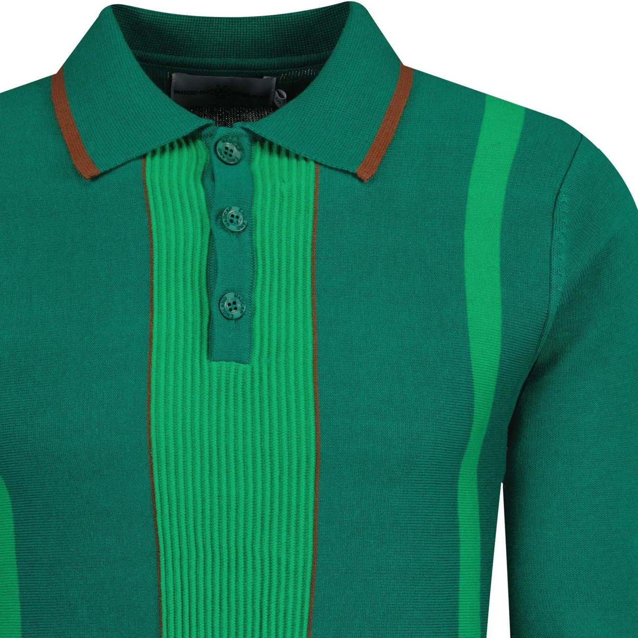 Nova Mod Ribbed Panel Knitted Polo Shirt In Black 2 Nova Mod Ribbed Panel Knitted Polo Shirt In Black - Image 2