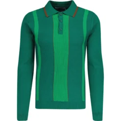 Nova Rib Knit Tonal Stripe Polo (E) -Classic Gents Fit Sales madcapeng ribbed polo top evergreen front 74718.1673453203 1