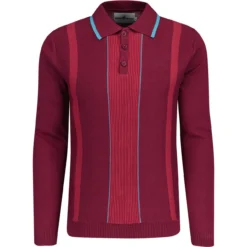 Nova Rib Knit Tonal Stripe Polo (E) -Classic Gents Fit Sales madcapeng ribbed polo top port front 91645.1673453183 1