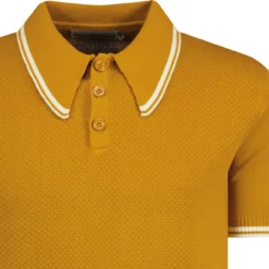 Empire Retro Popcorn Knit Polo B -Classic Gents Fit Sales madcapeng spear waffle polo yellow detail 29399.1673453068