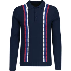 Zodiac Raised Stripe Knit Polo NAVY -Classic Gents Fit Sales madcapeng stripe ls polo tshirt peacoat front 99234.1678196390 1