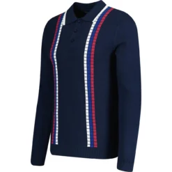 Zodiac Raised Stripe Knit Polo NAVY -Classic Gents Fit Sales madcapeng stripe ls polo tshirt peacoat side 69811.1678194984 1