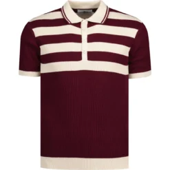 Terry Retro Mod Ribbed Stripe Polo -Classic Gents Fit Sales madcapeng terry rib stripes polo zinfandel front 34715.1661260294 4