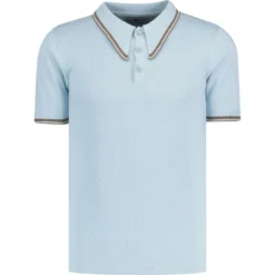Empire Retro Popcorn Knit Polo B -Classic Gents Fit Sales madcapeng waffle knit polo tshirt sky front 01001.1676646672