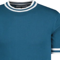 Moon Mod Tipped Knit Tee Blue -Classic Gents Fit Sales madcapengland moon tshir mallard detail 91011.1671462703 1