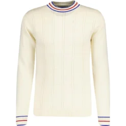 Moore Mod Pointelle Knit Tipped Mock Turtleneck Jumper In Zinfandel -Classic Gents Fit Sales madcapengland turtleneck pointelle top white front 05677.1676646924 3