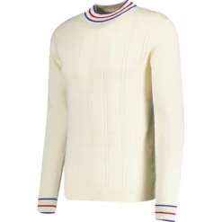 Moore Mod Pointelle Knit Tipped Mock Turtleneck Jumper In Zinfandel -Classic Gents Fit Sales madcapengland turtleneck pointelle top white side 11912.1676646925 3