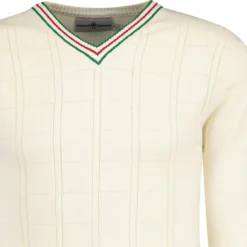 Fellini Mod Pointelle Knit Jumper -Classic Gents Fit Sales madcapengland vneck pointelle top white detail 85709.1676646872