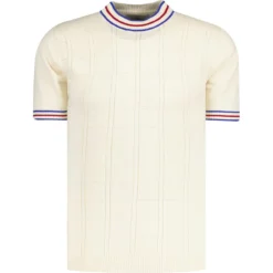 Wilson Pointelle Knit Mod Mock Turtleneck Tipped Tee In Navy -Classic Gents Fit Sales madcapengland vneck pointelle tshirt white front 65054.1676647000